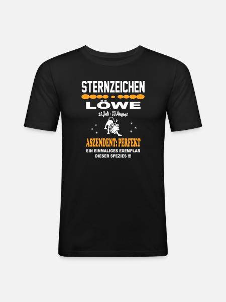 Sternzeichen Löwe: Ascendant Perfekt - Männer Slim Fit T-Shirt - Schwarz