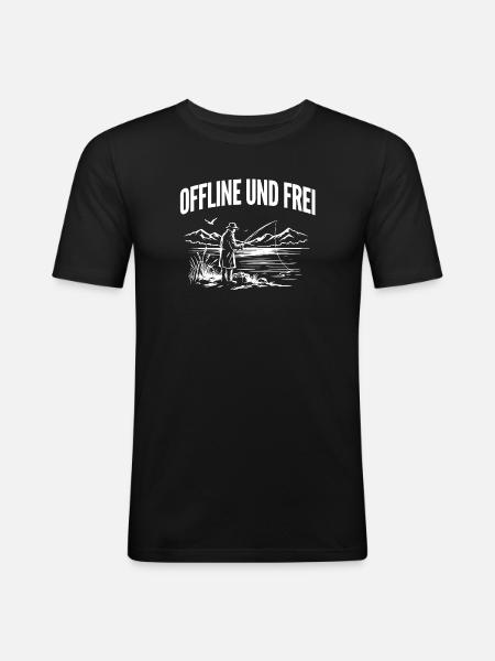 Angeln Natur - Männer Slim Fit T-Shirt - Schwarz