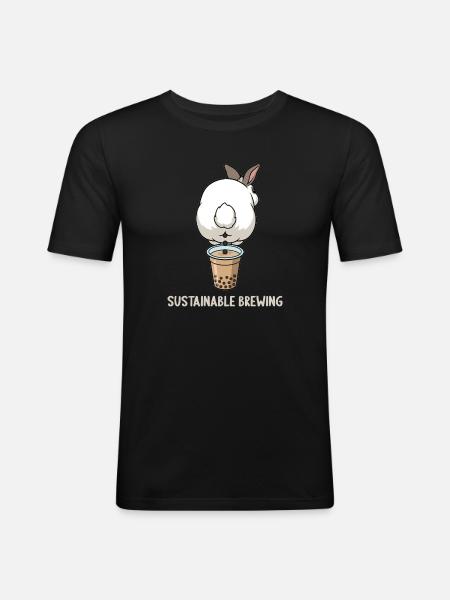 Cute Bunny Funny Boba Bubble Tea - Men's Slim Fit T-Shirt - black