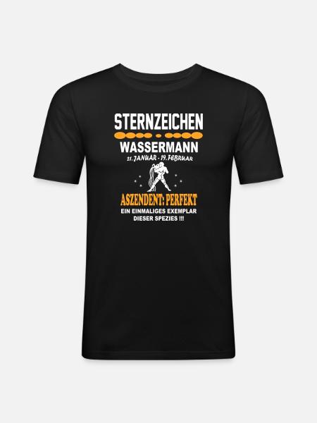 Sternzeichen Wassermann Ascendent Perfekt - Männer Slim Fit T-Shirt - Schwarz