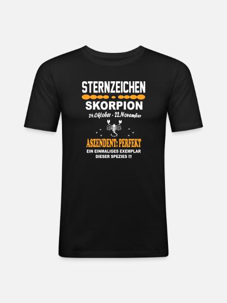 Sternzeichen Skorpion Aszendent Perfekt - Männer Slim Fit T-Shirt - Schwarz
