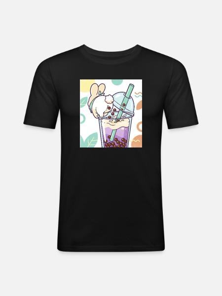Cute Bunny Funny Boba Bubble Tea - Men's Slim Fit T-Shirt - black