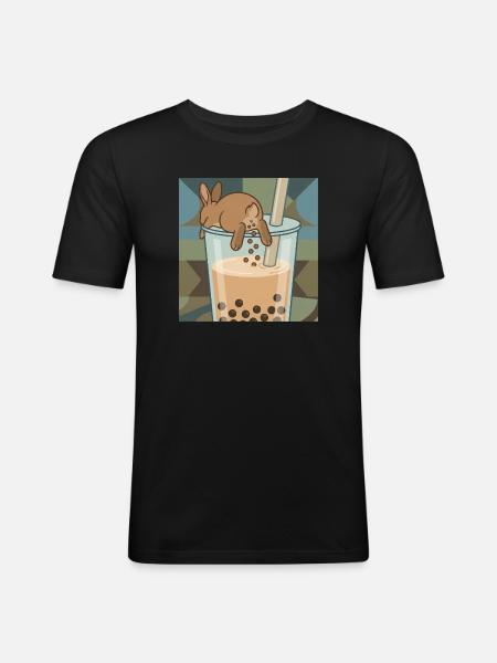 Cute Bunny Funny Boba Bubble Tea - Men's Slim Fit T-Shirt - black