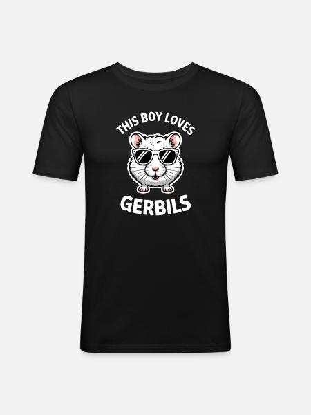 Mongolian racing rat sayings gerbil gift - Men's Slim Fit T-Shirt - black