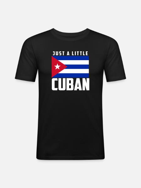 Gewoon een beetje Cubaanse Cubaanse vlag Cubaanse trots - Mannen slim fit T-shirt - zwart
