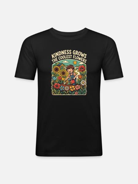 Kindness makes the coolest flowers grow - Men's Slim Fit T-Shirt - black