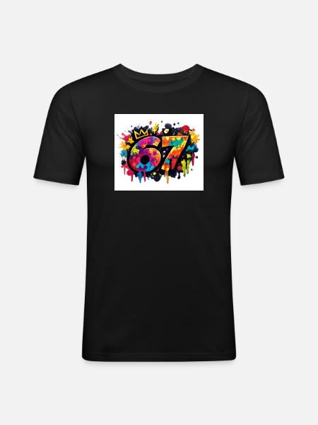 Königliche 67 Farbexplosion - Männer Slim Fit T-Shirt - Schwarz