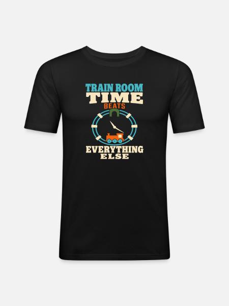 Zugzimmer Modellbahn Modellbahn Papa Geschenk - Männer Slim Fit T-Shirt - Schwarz