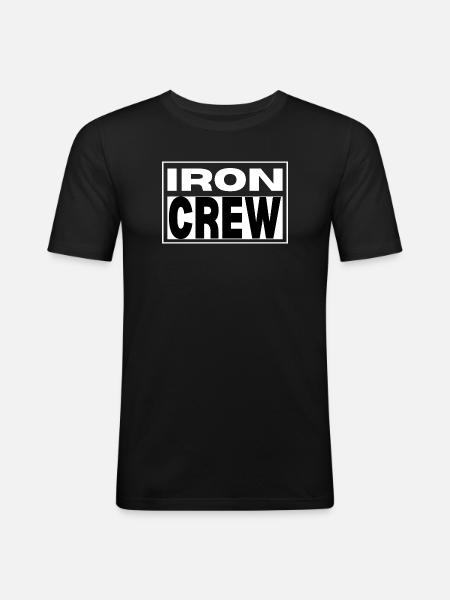 Iron Crew Bold Monochrome Gym Fitness - Men's Slim Fit T-Shirt - black