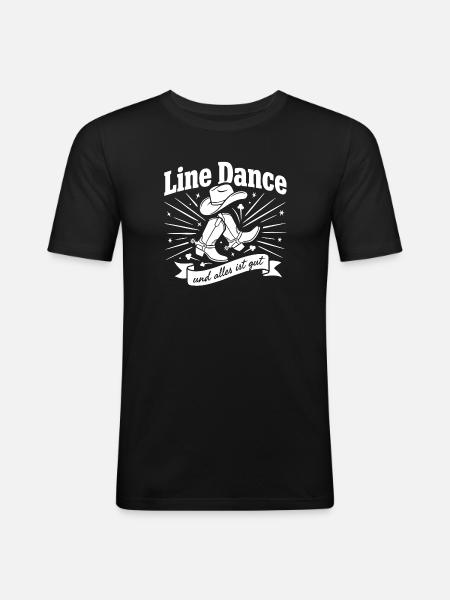 Line Dance Cowboy Boots Logo - Männer Slim Fit T-Shirt - Schwarz