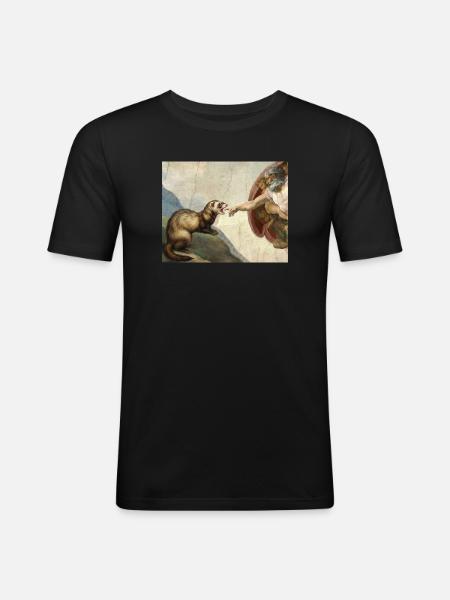 Frettchen Schlägt Gottes Hand Frettchen meme - Männer Slim Fit T-Shirt - Schwarz