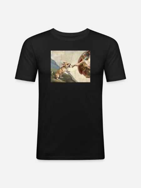 Dog God Hand Chihuahua Dogs meme - Men's Slim Fit T-Shirt - black