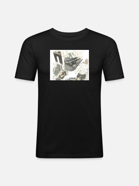Luftige Stadtarchitektur im Looplayout - Männer Slim Fit T-Shirt - Schwarz
