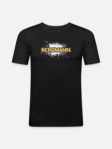 Bergmann als Aufgabe - Männer Slim Fit T-Shirt - Schwarz