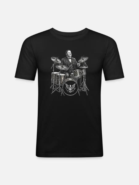 William Howard Taft plays drums - Men's Slim Fit T-Shirt - black