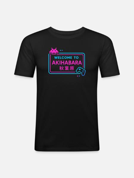 Welcome to Akihabara - T-shirt près du corps Homme - noir