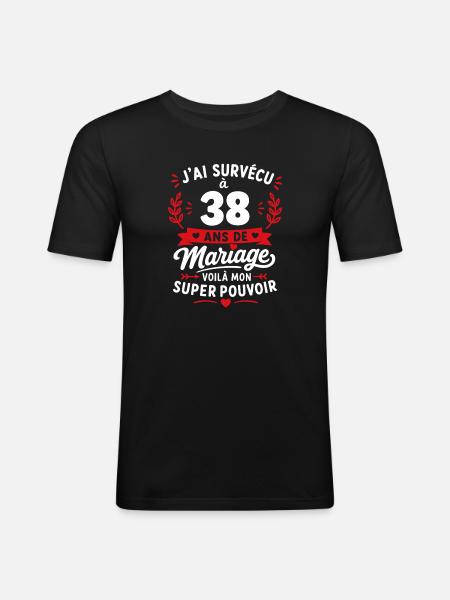 Survécu à 38 ans de mariage - T-shirt près du corps Homme - noir
