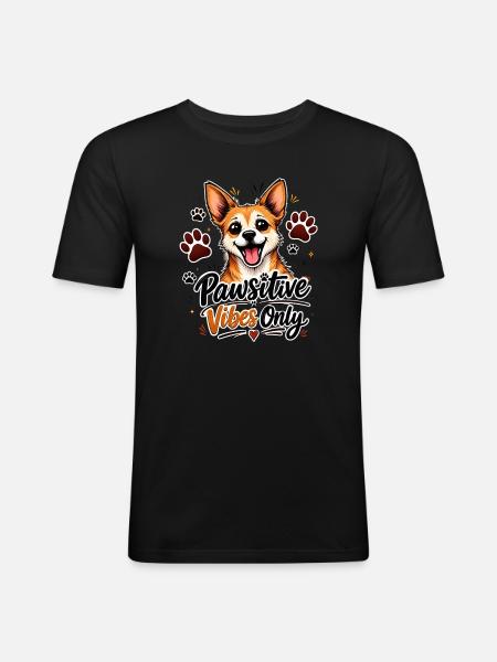 Pawsitive Vibes Only - Men's Slim Fit T-Shirt - black