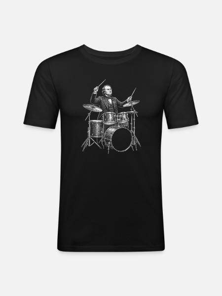 Andrew Johnson plays drums - Men's Slim Fit T-Shirt - black