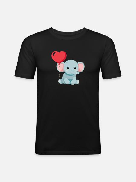 Petit éléphant mignon - T-shirt près du corps Homme - noir