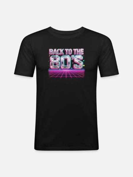 Back to the 80s Neon Grid - Men's Slim Fit T-Shirt - black