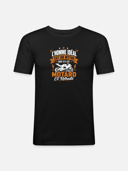 Motard Et Retraité - T-shirt près du corps Homme - noir