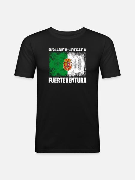Inseltrip Fuerteventura - Männer Slim Fit T-Shirt - Schwarz