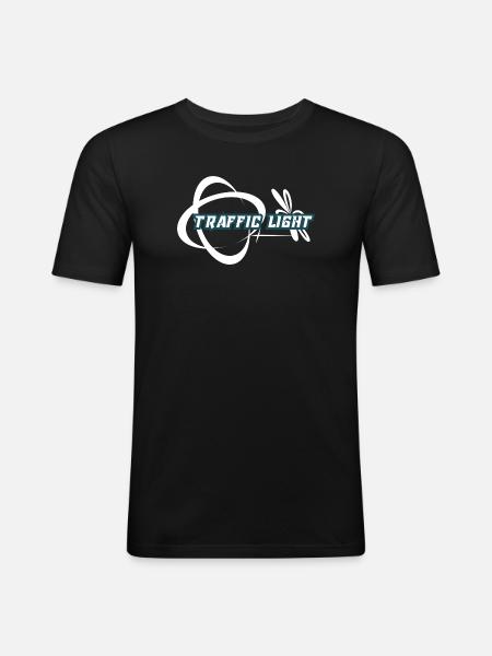 Traffic Light Fusion Logo - Männer Slim Fit T-Shirt - Schwarz