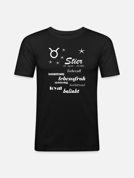Stier_Sternzeichen - Männer Slim Fit T-Shirt - Schwarz