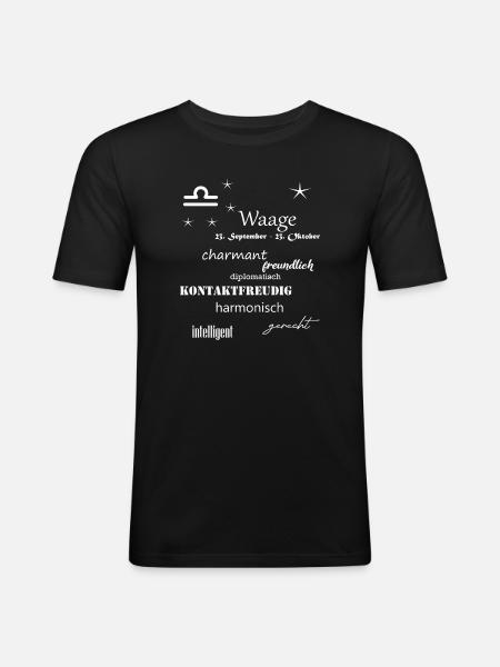 Waage_Sternzeichen - Männer Slim Fit T-Shirt - Schwarz