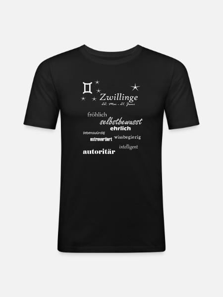 Zwillinge_Sternzeichen - Männer Slim Fit T-Shirt - Schwarz