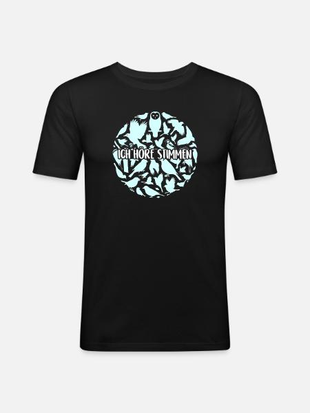 Vogelsilhouetten Vogelstimmen - Männer Slim Fit T-Shirt - Schwarz