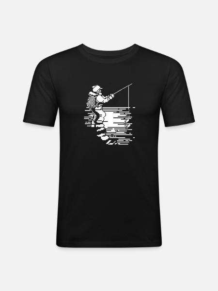 Fishing Pixel Art - Men's Slim Fit T-Shirt - black
