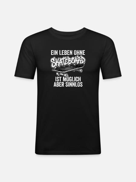Skateboarding Skateboard - Männer Slim Fit T-Shirt - Schwarz