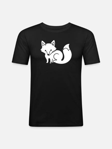 Fuchs Silhouette – Waldtier Minimal Motiv - Männer Slim Fit T-Shirt - Schwarz