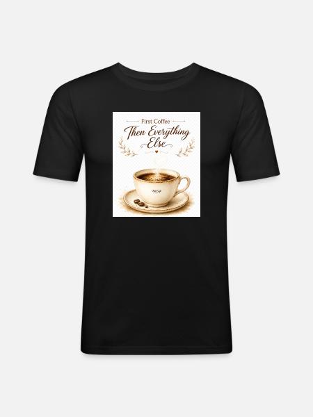 first_coffe_everything_else - Men's Slim Fit T-Shirt - black