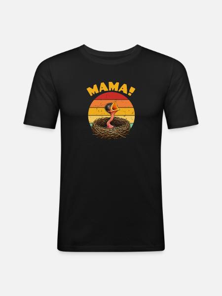 Maman Bébé Oiseau Affamé - T-shirt près du corps Homme - noir