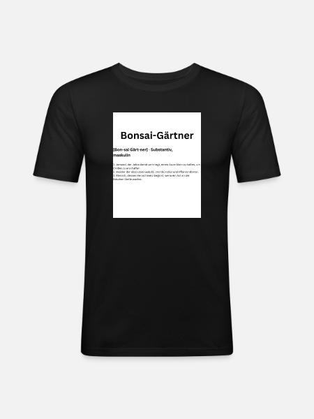 Bonsai Gärtner: Miniaturwald - Männer Slim Fit T-Shirt - Schwarz
