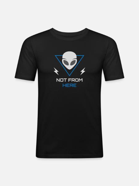 Alien UFO Sci-Fi Outsider - Männer Slim Fit T-Shirt - Schwarz
