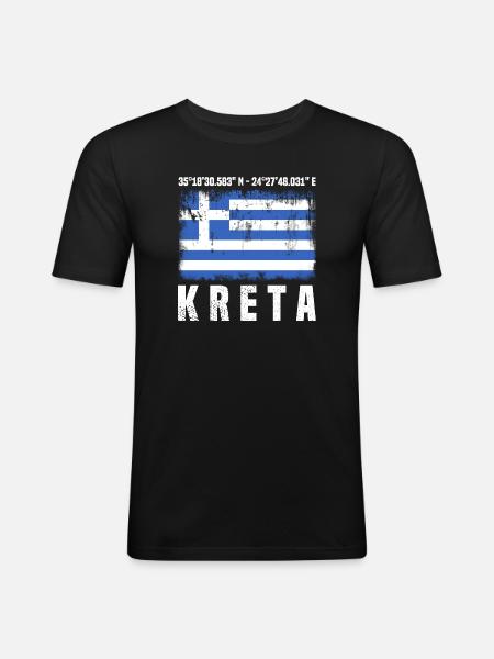 Coordonnées Crète - T-shirt près du corps Homme - noir