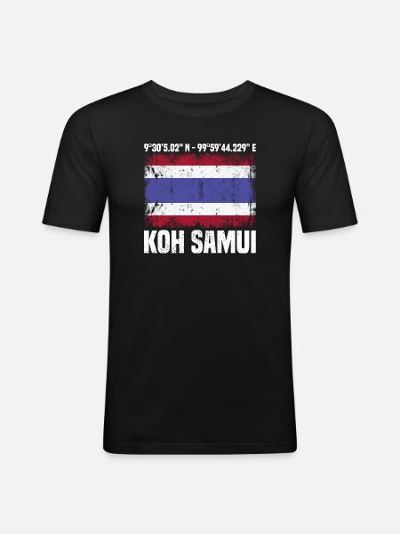 Coordonnées de Koh Samui - T-shirt près du corps Homme - noir