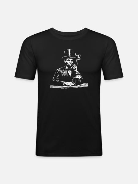 Abraham Lincoln smoking cigar - Men's Slim Fit T-Shirt - black