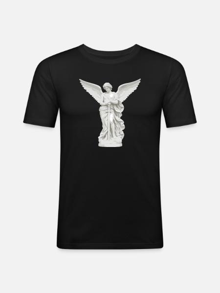 Himmlischer Schutzengel mit Schwert - Männer Slim Fit T-Shirt - Schwarz