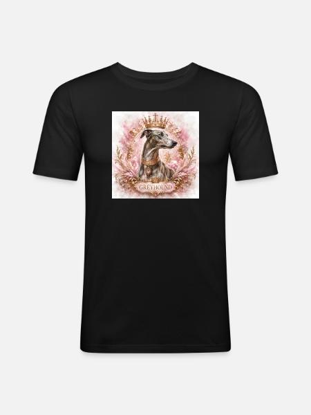 Royal Greyhound Portrait with Crown - Men's Slim Fit T-Shirt - black