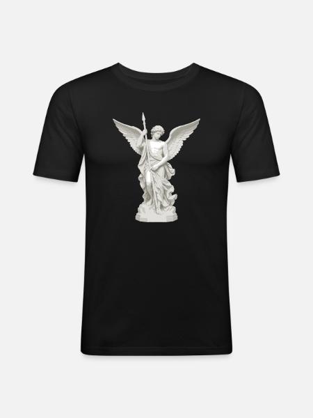 Geflügelter Engel mit Speer-Illustration - Männer Slim Fit T-Shirt - Schwarz