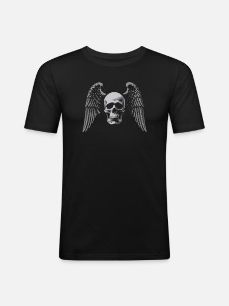 Winged Skull Gothic Emblem - Men's Slim Fit T-Shirt - black