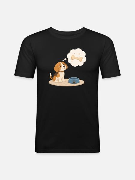 Le Beagle rêve d’un os - T-shirt près du corps Homme - noir