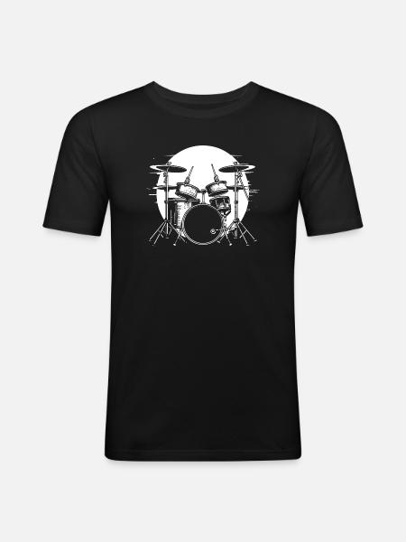 Drumkit Drawing - Men's Slim Fit T-Shirt - black