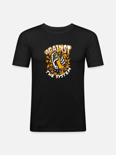 Against System - Männer Slim Fit T-Shirt - Schwarz
