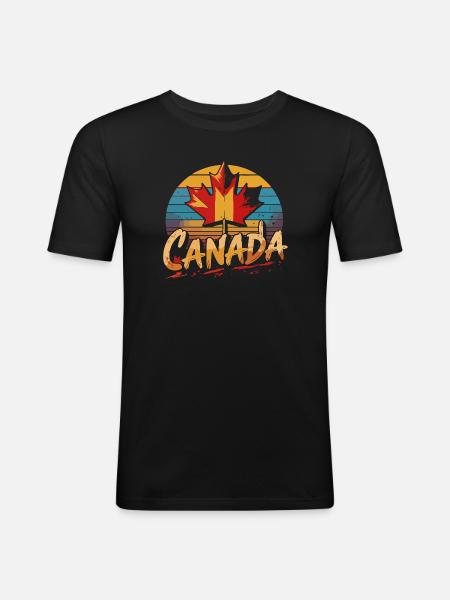 Canada Pride Rainbow Maple - Männer Slim Fit T-Shirt - Schwarz